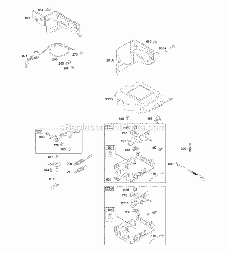 Controls Governor Spring Diagram and Parts List for 21P214-0126-E1  Briggs and Stratton Engine